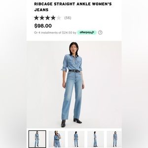 Levi Jeans. Ribcage (high rise) straight ankle